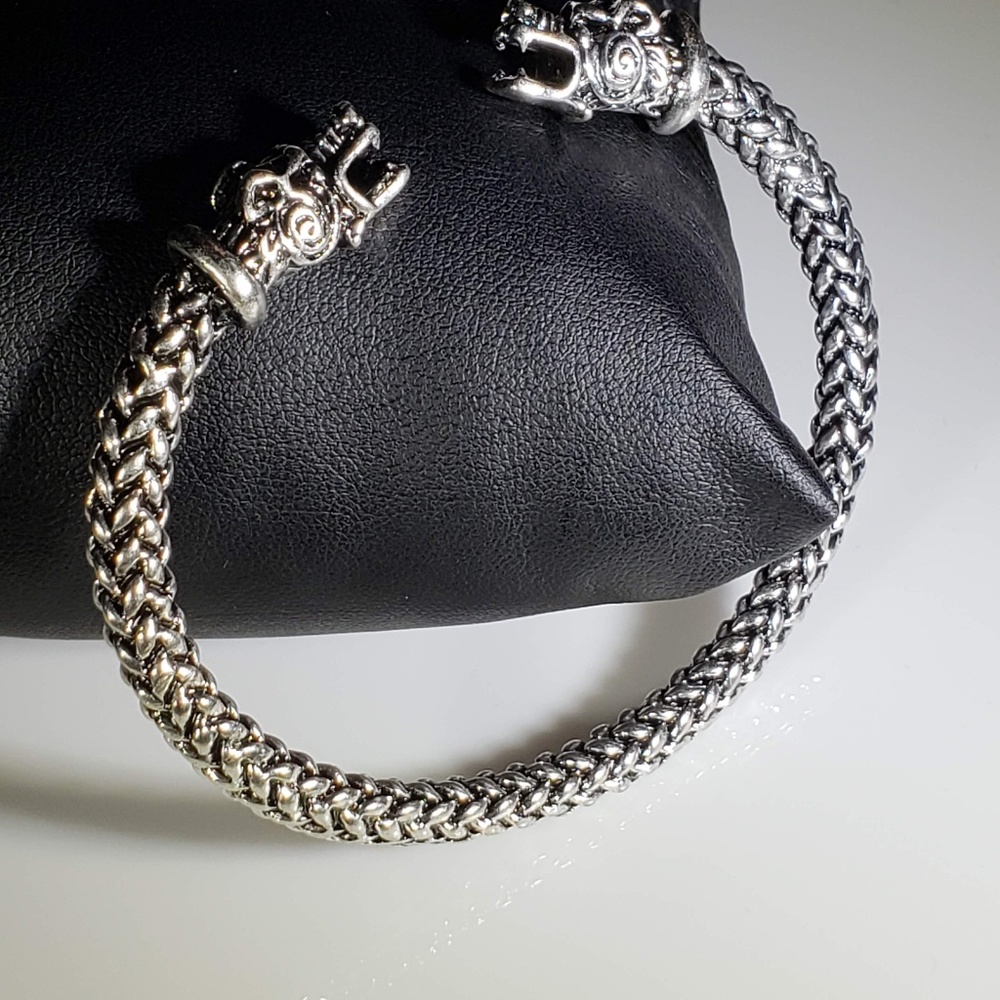 Rune Silver VIKING Norse Steel FENRIR Bracelet - Picture 8 of 8